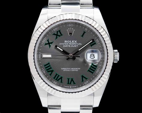 rolex datejust 41 rhodium green roman numerals|2022 Rolex Datejust 41mm.